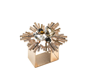 Kim Seybert Napkin Rings: Bijoux in Champagne & Crystal, Set of 4